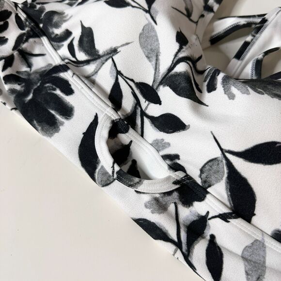MARIKA Sports Racerback Bra URSULA Seamless White Ink Blot Floral XL  NEW - Picture 4 of 6
